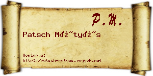 Patsch Mátyás névjegykártya